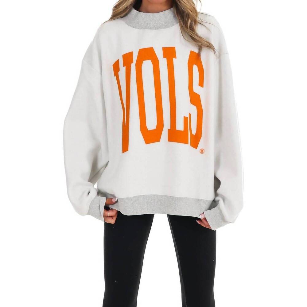 NEW LIVYLU tennessee vols tall boy mock neck sweatshirt in gray